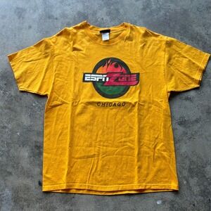 Vintage ESPN Zone Chicago T-Shirt Extra‎ Large XL Yellow Graphic Tee